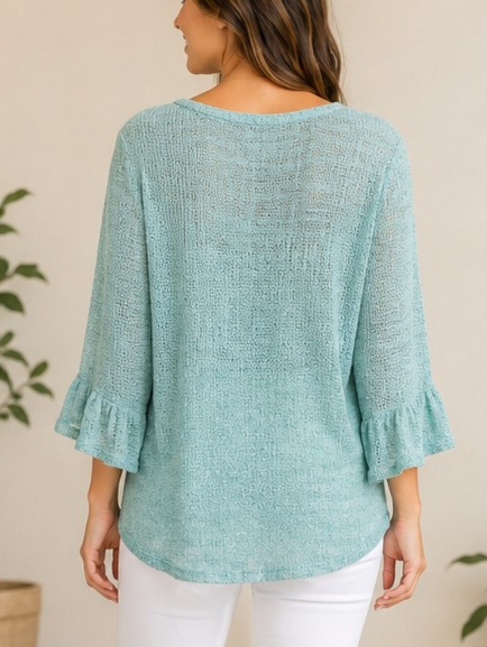 Nally & Millie Lightweight Knit Ruffle Sleeve Top – Size Small NWT - Picture 2 of 13